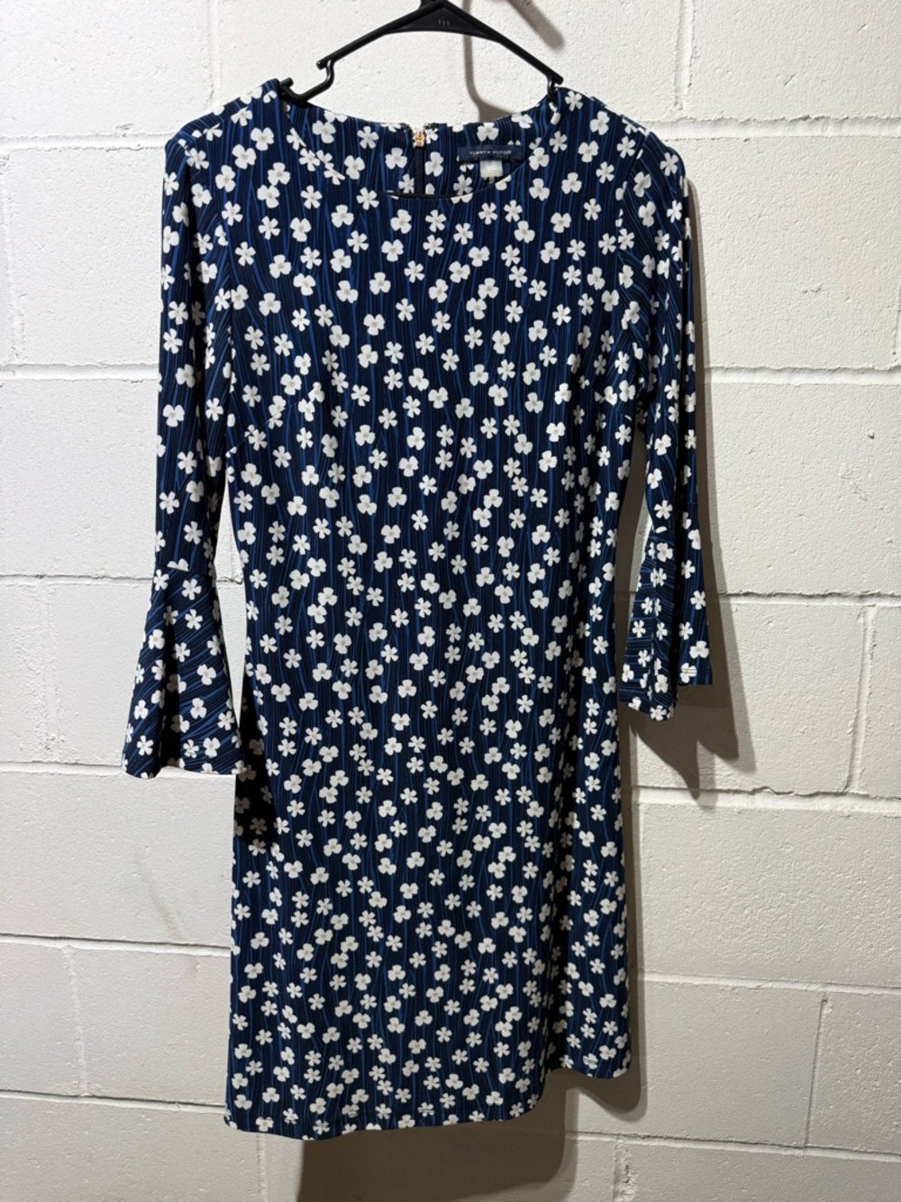 Tommy Hilfiger Navy Blue Floral Long-Sleeve Shift Dress